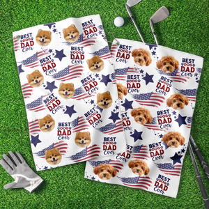 Custom Photo Best Dog Dad, Mom Ever USA Flag Dog, Cat Golf Towel LM32 893641