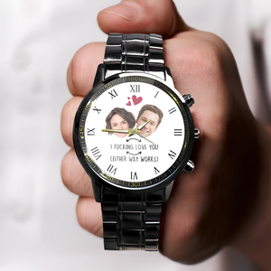 Custom Photo Face Tattoo Couple - Personalized Photo Men's Wrist Watch HO82 893796