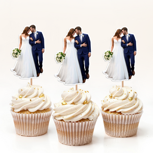 Custom Photo Happy Wedding Day Cupcake Toppers HO82 893638