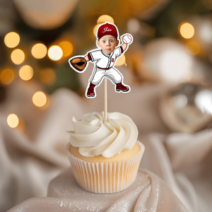 Custom Cute Face Baseball Party Decoration Cupcake Toppers LM32 893269