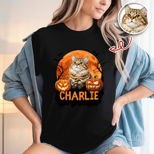 Custom Halloween Cat Photo Dark Shirt Spooky Season Shirt Cat Lovers Halloween Gift CH07 899620