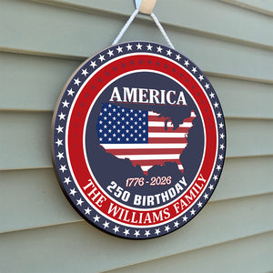 Custom Name America 250 Birthday 1776-2026 Personalized Door Sign HA75 898482