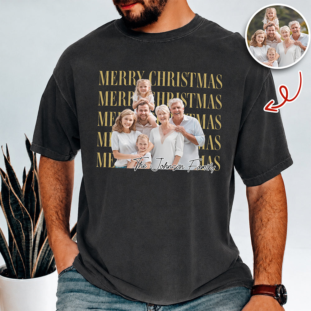 Personalized Vintage Photo Merry Christmas Comfort Shirt, Custom Family Holiday Gift HA75 922114
