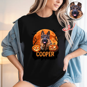 Custom Halloween Dog Photo Dark Shirt Spooky Season Shirt Dog Lovers Halloween Gift CH07 899428