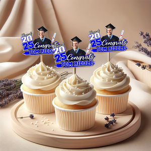 Custom Funny Face Congrats Graduation Party Decoration Cupcake Toppers LM32 893195