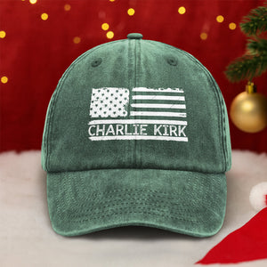 Charlie Kirk Memorial Washed Denim Baseball Cap HA75 64462