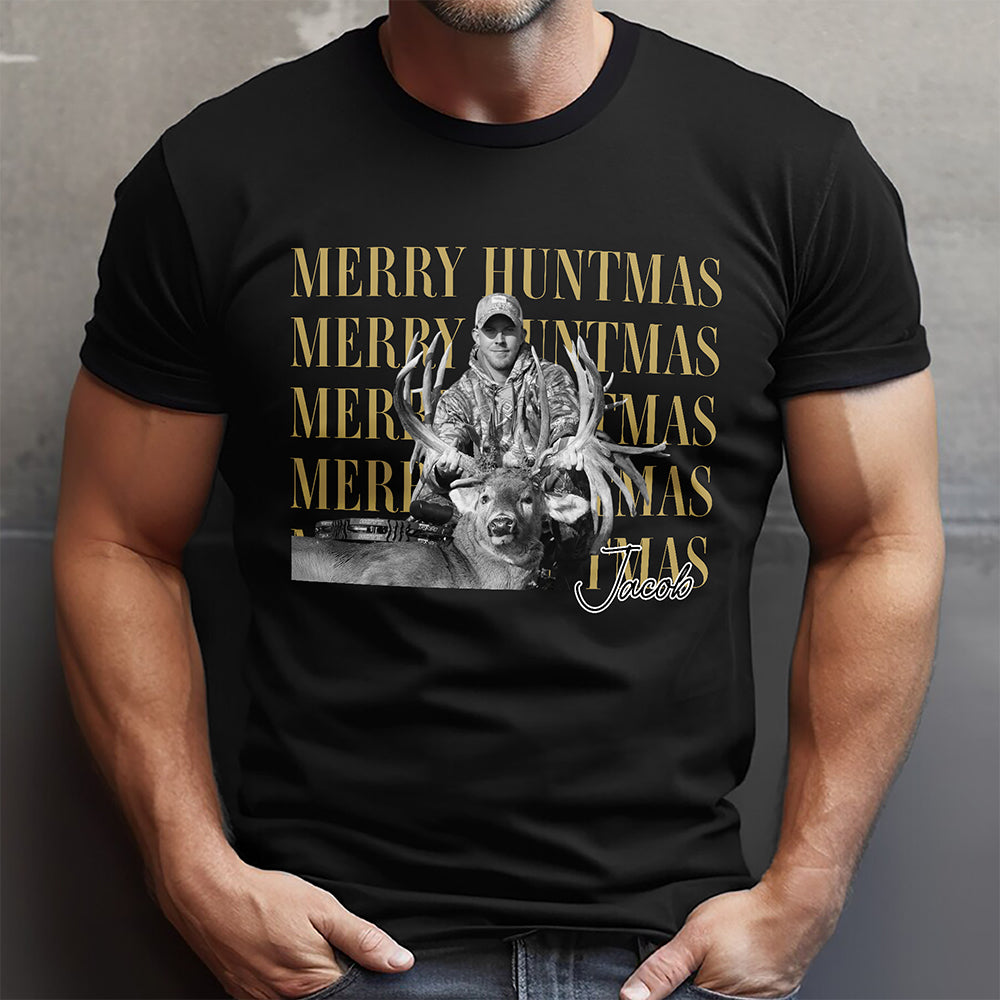 Personalized Vintage Photo Merry Huntmas Comfort Shirt Gift for Hunting Lovers HA75 922120