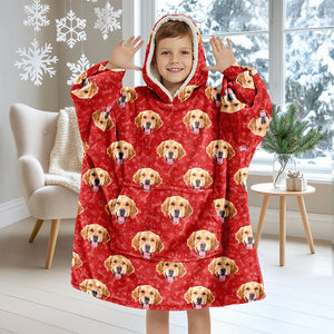 Custom Photo Dog Paw Pattern Hoodie Blanket HA75 898260