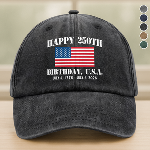 Happy 250th Birthday USA Patriotic 4th Of July Washed Denim Baseball Cap HO82 900372