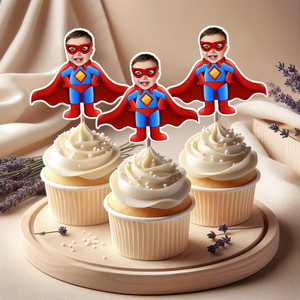 Custom Superheroes Photo Cupcake Toppers Peronalized Birthday Gift CH07 895348