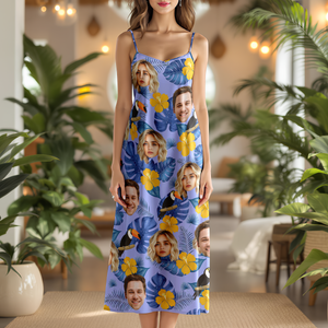 Custom Photo Tropical Hawaii Style Personalized Women's V-Neck Cami Maxi Dress For Summer Holiday CH07 895604