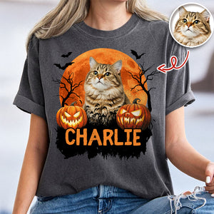 Custom Halloween Cat Photo Comfort Shirt Spooky Season Shirt Cat Lovers Halloween Gift CH07 899622