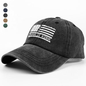 Charlie Kirk Memorial Washed Denim Baseball Cap HA75 64462