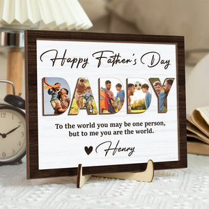 Upload Photo Happy Father's Day 2-Layered Wooden Plaque With Stand HA75 892516