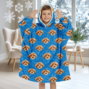Custom Photo Dog Paw Pattern Hoodie Blanket HA75 898260
