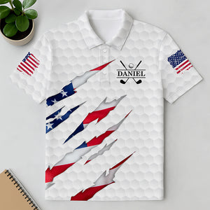 Personalized Golf Ball Pattern With America Flag Polo Shirt Gift For Golfer, Golf Lovers HO82 900806