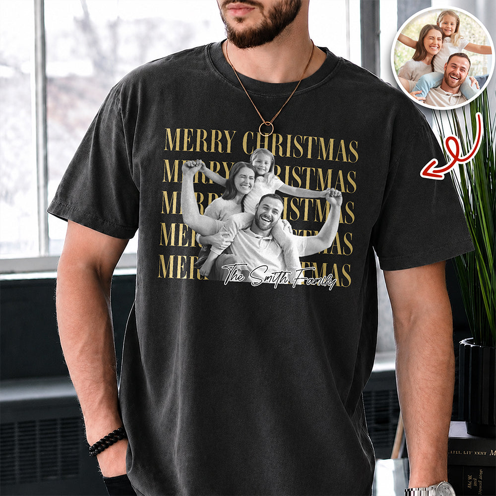 Personalized Vintage Photo Merry Christmas Comfort Shirt, Custom Family Holiday Gift HA75 922114