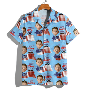 Custom Photo Best Daddy Ever America Flag Hawaiian Shirt Independence Day Gift CH07 895690