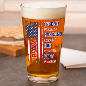 Personalized Legend Husband Dad Papa US Flag Beer Glass CH07 895846