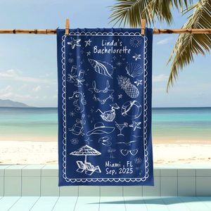 Personalized Location and Name Party Summer Bachelorette Beach Towels LM32 893443