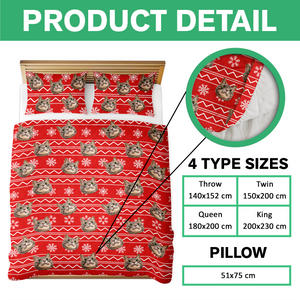 Custom Photo Cat With Christmas Pattern Quilt Bedding Set HA75 898230