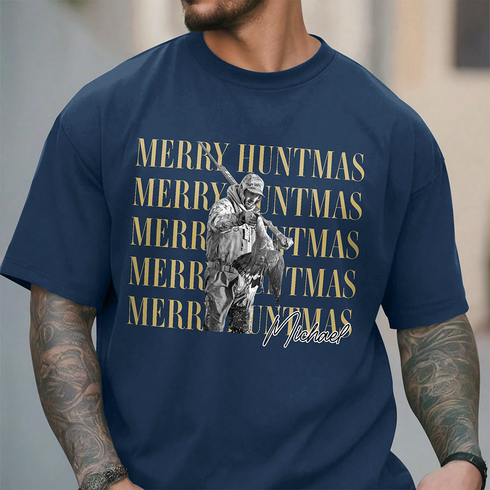 Personalized Vintage Photo Merry Huntmas Comfort Shirt Gift for Hunting Lovers HA75 922120