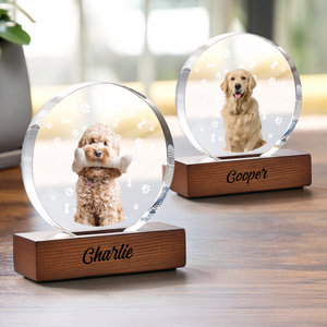 Custom Dog Photo With Bone For Dog Lover Round Acrylic Frame Block TH10 894065