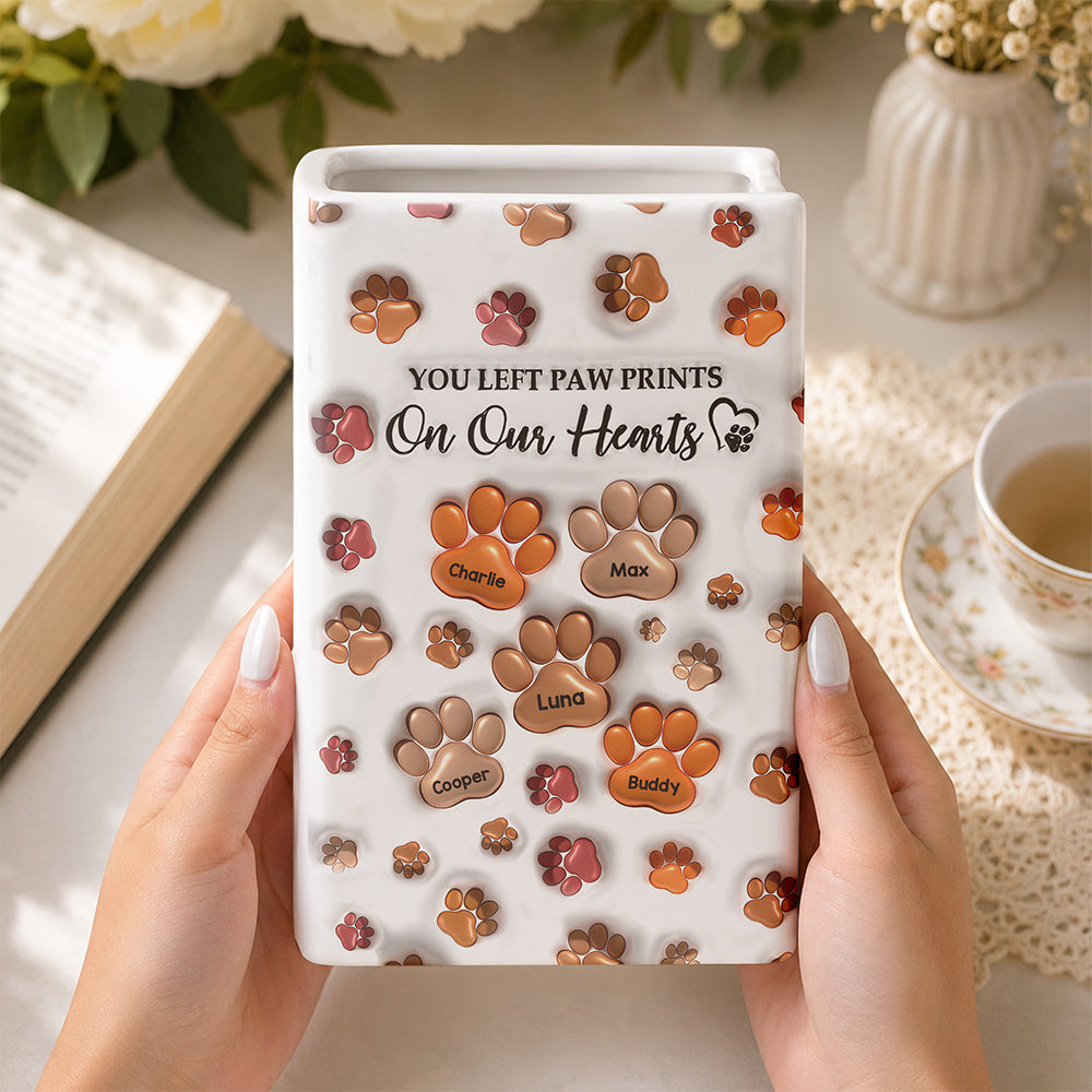 You Left Paw Prints On My Heart For Dog Lover 3D Inflated Effect Book Vase TH10 170977