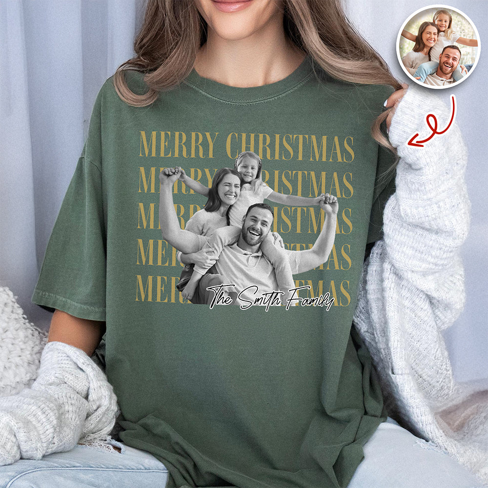 Personalized Vintage Photo Merry Christmas Comfort Shirt, Custom Family Holiday Gift HA75 922114
