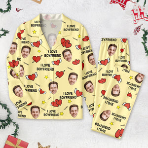 Custom Face Photo I Love You Cute Hearts Pajamas Perfect Gift for Couples LM32 897413
