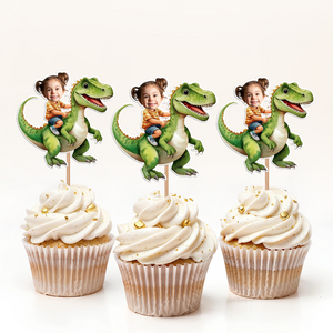 Custom Dinosaur Face Cupcake Toppers Dinosaur Birthday Decor HA75 892114