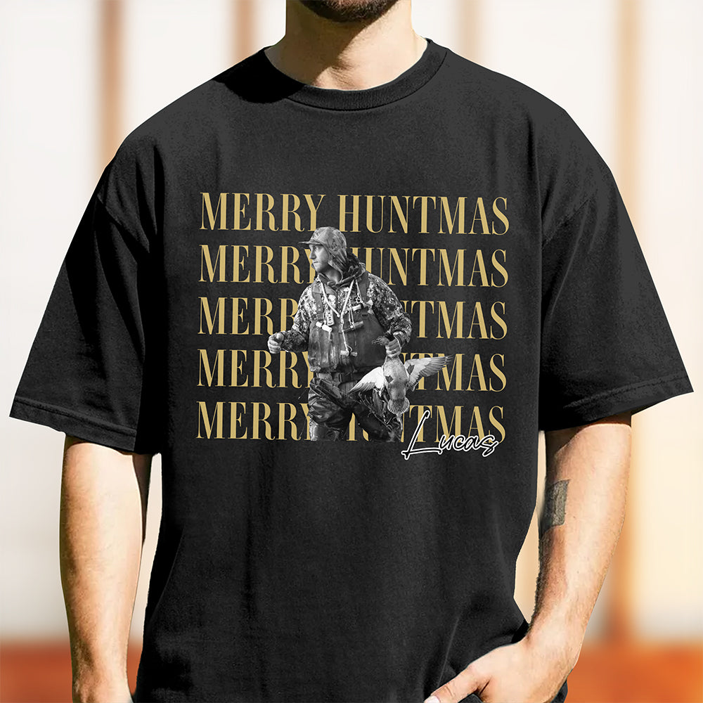 Personalized Vintage Photo Merry Huntmas Comfort Shirt Gift for Hunting Lovers HA75 922120