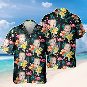 Custom Funny Photo Kid Flamingo Hawai Shirt Summer Gift, Family Gift HA75 892450