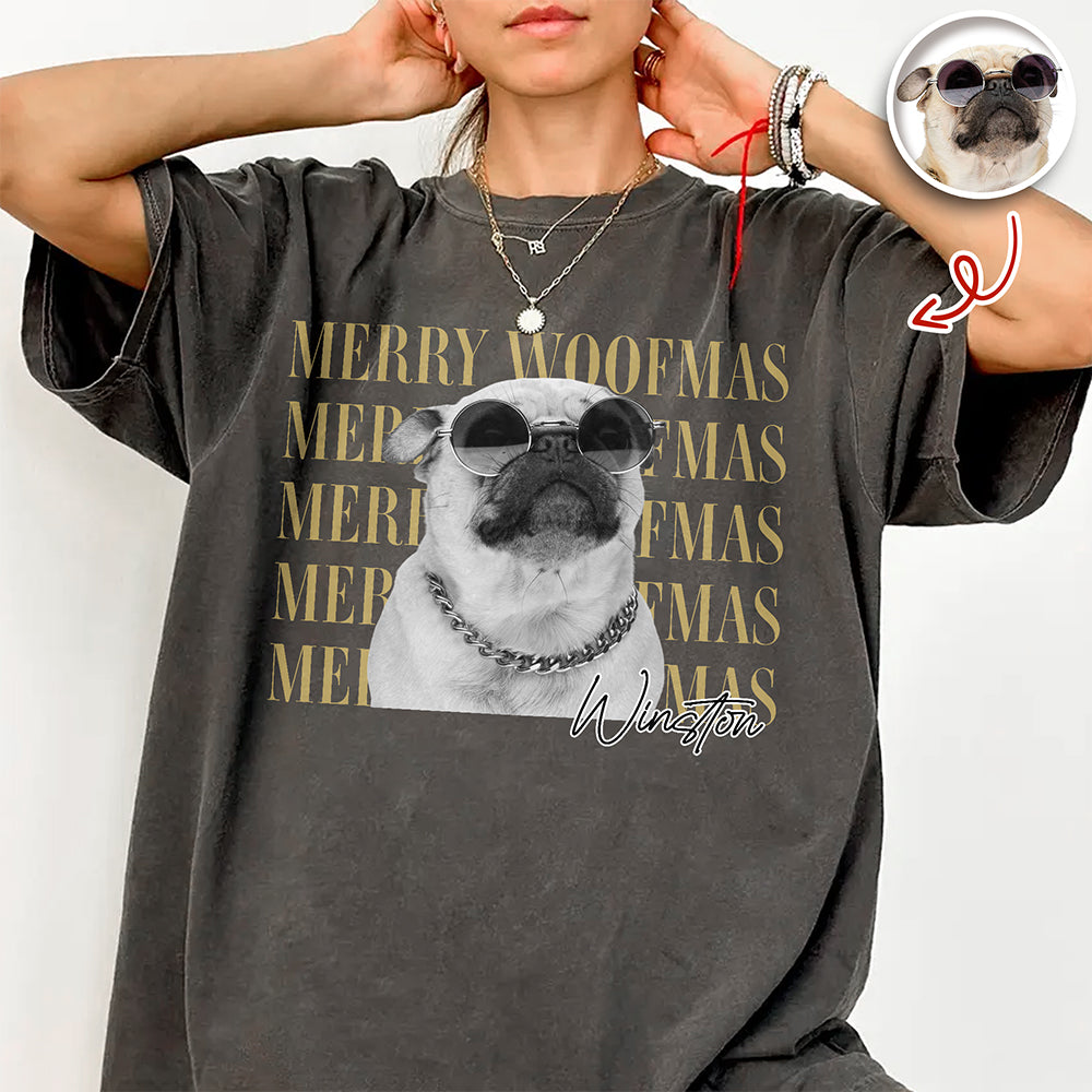 Personalized Vintage Dog Cat Photo Merry Christmas Comfort Shirt Gift For Dog Lovers HA75 922110