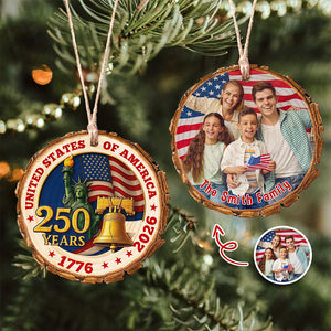 Custom Family Photo United States of America 250 Years Wood Slice Ornament HO82 900126