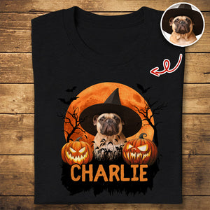 Custom Halloween Dog Photo Dark Shirt Spooky Season Shirt Dog Lovers Halloween Gift CH07 899428