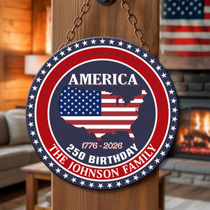 Custom Name America 250 Birthday 1776-2026 Personalized Door Sign HA75 898482