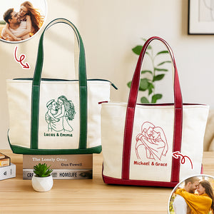 Custom Couple Photo Embroidered Monogram Beach Bag HO82 894248