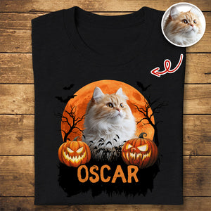Custom Halloween Cat Photo Dark Shirt Spooky Season Shirt Cat Lovers Halloween Gift CH07 899620