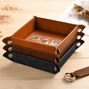 Custom Photo Happy Father's Day Family Leather Valet Tray LM32 893615