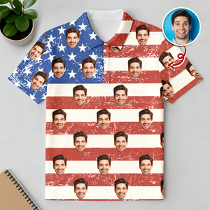 Custom Funny Face US Flag Golf Polo Shirt Gift For Golfer, Golf Lovers HA75 898686