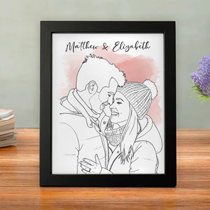 Custom Photo Line Drawing - Personalized Picture Frame Gift For Boyfriend, Girlfriend CH07 899120