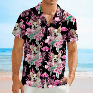 Custom Funny Photo Dog Flamingo Hawaii Shirt HA75 892226