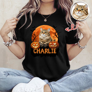 Custom Halloween Cat Photo Dark Shirt Spooky Season Shirt Cat Lovers Halloween Gift CH07 899620