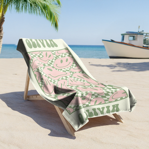 Personalized Smile Flower With Name Best Retro Summer Beach Towels LM32 893669