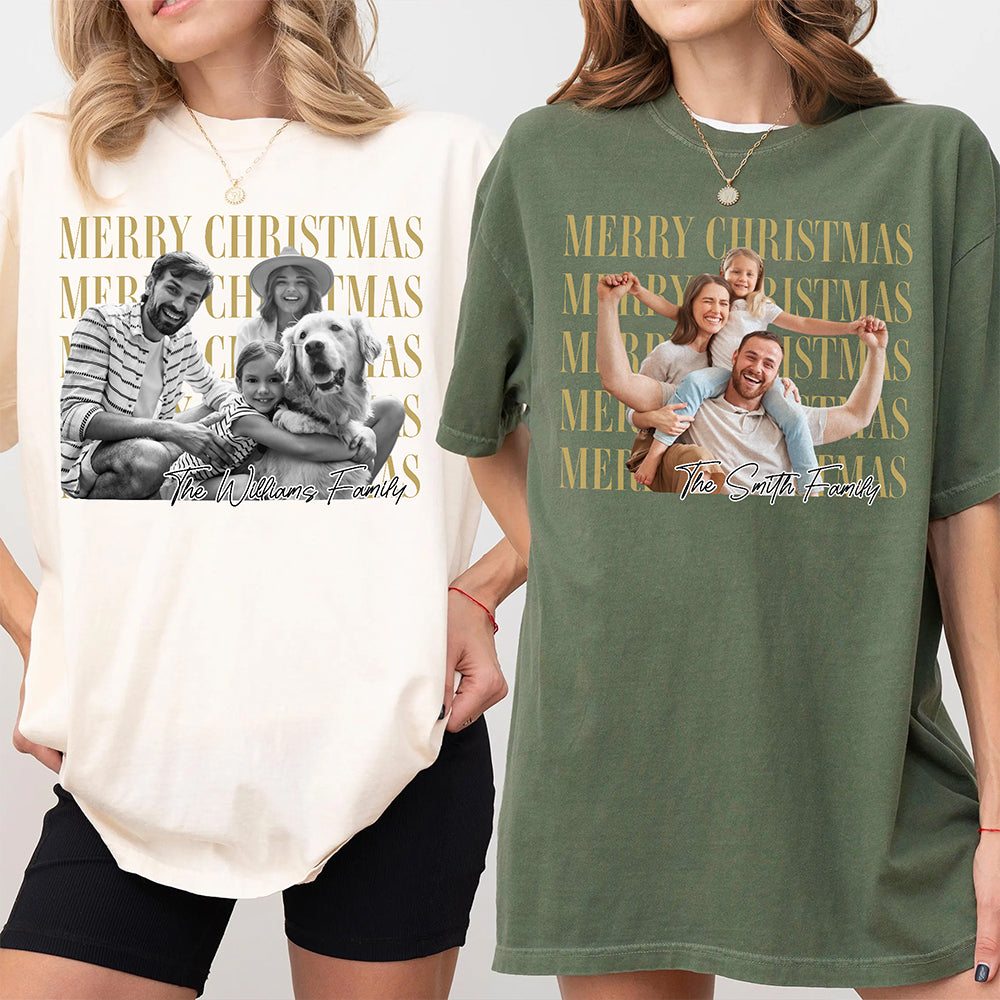 Personalized Vintage Photo Merry Christmas Comfort Shirt, Custom Family Holiday Gift HA75 922114