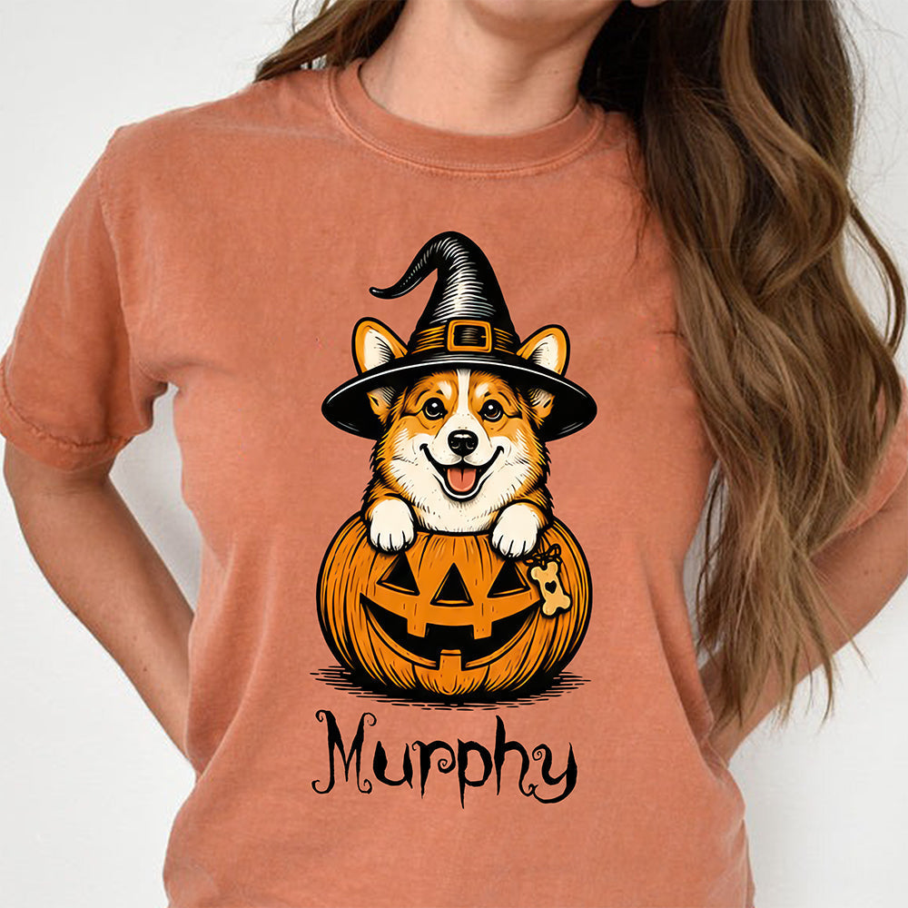Custom Dog Breeds Halloween Dog Comfort Cute Dog Witch Pumpkin Puppy Shirt CH07 180174