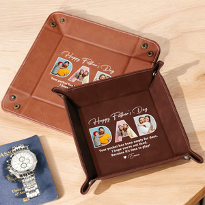 Custom Photo Happy Father's Day Family Leather Valet Tray LM32 893615