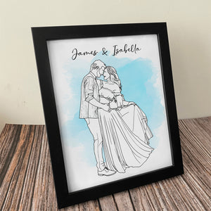 Custom Photo Line Drawing - Personalized Picture Frame Gift For Boyfriend, Girlfriend CH07 899120