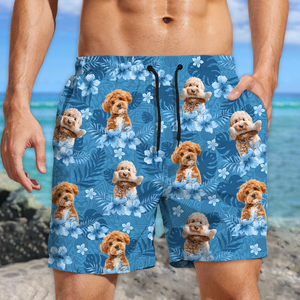 Custom Photo Dog Lovers Summer Tropical Vibe - Personalized Beach Short LM32 893687